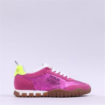 Mjus Metallic Retro Laced Trainer - Pink Metallic